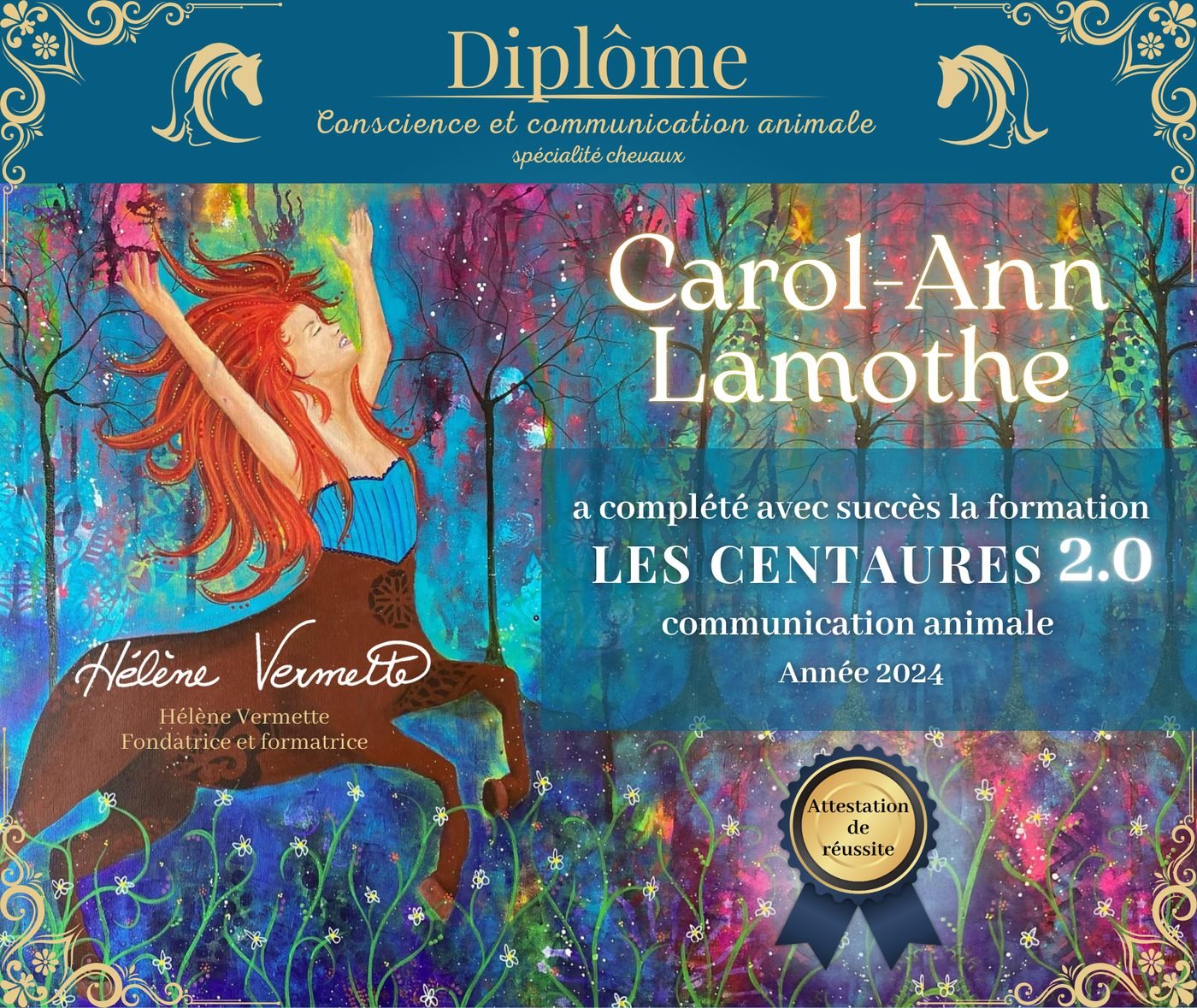 Diplôme de communication animale — Carol-Ann Lamothe