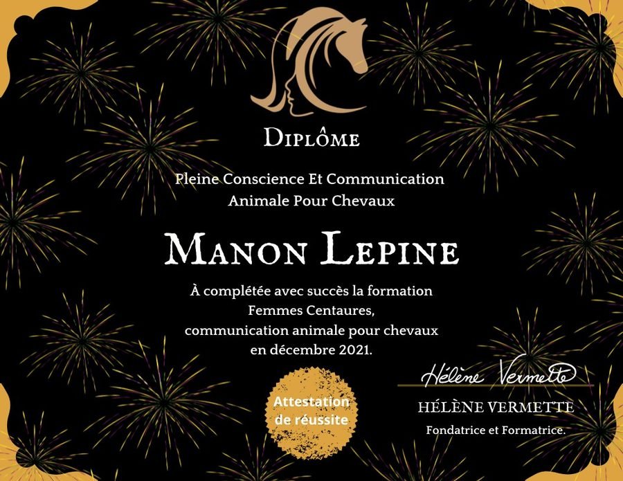 Diplôme de communication animale — Manon Lépine